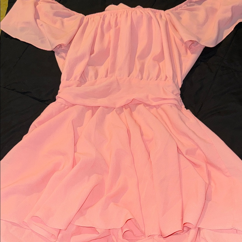 Pink Off-Shoulder Romper - Picture 4 of 5